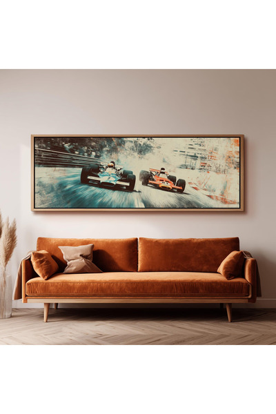 dekorodam Ahşap Çerçeveli Panoramik Oturma Odası Salon Tablosu