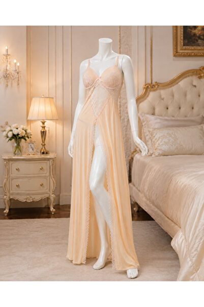 GENERINK Night Rose Long Nightgown with Padded Cups, Available in Black, Wine...