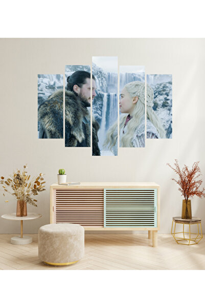 TABLOX 5 Parça Jon Snow ve Daenerys Targaryen Taht Oyunları Game Of Thrones D...