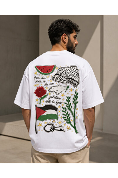 Nulivez Palestine Oversize Unisex T-Shirt – from the River to the Sea Graphic...