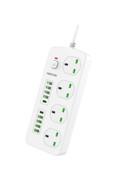 HooToo HOTO Multi-Port Power Strip – 4 AC Outlets + 6 USB Ports – 3m Extensio...