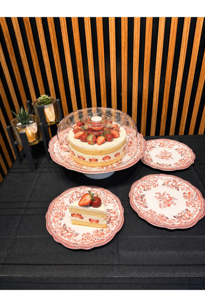 NuBuTu Porser Velour Maroon Fulya Footed Presentation Set 8-Piece Porcelain C...