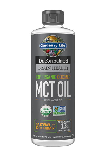 GARDEN OF LIFE Dr. Formulated Brain Health 100% Organic Coconut MCT Oil, Body...
