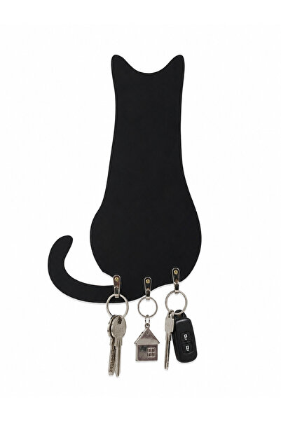 MARLITH HOME Kedi Temalı Ahşap Anahtar Askısı Ev Giriş Dekoru