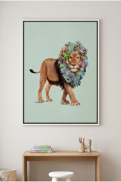 Jasmine Art لوحة جدارية للأطفال بتصميم أسد مع نباتات عصارية |   لوحة قماشية م...