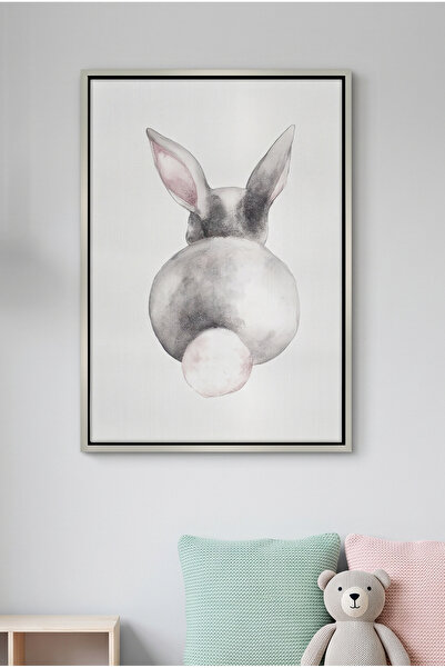 Jasmine Art Cute Bunny Butt Kids Wall Art | Portrait Framed Canvas Print | Lu...