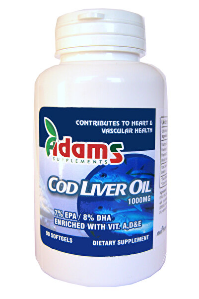 Adams Supplements Ulei din Ficat de Cod (Cod Liver Oil) 1000mg 90cps