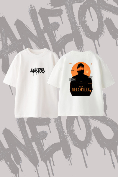 Anetos The Weeknd_22 Design Back Printed Cotton White Oversize T-Shirt