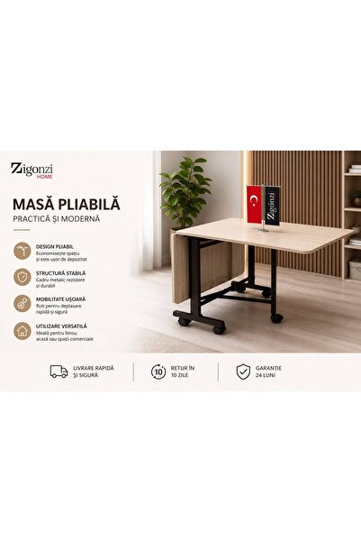 Zigonzi Masă Pliabilă Multifuncțională cu Roți – Home