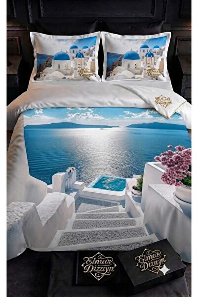 Elmas Dizayn Special Design Brand Double Duvet Cover Set Organic Satin & Cott...