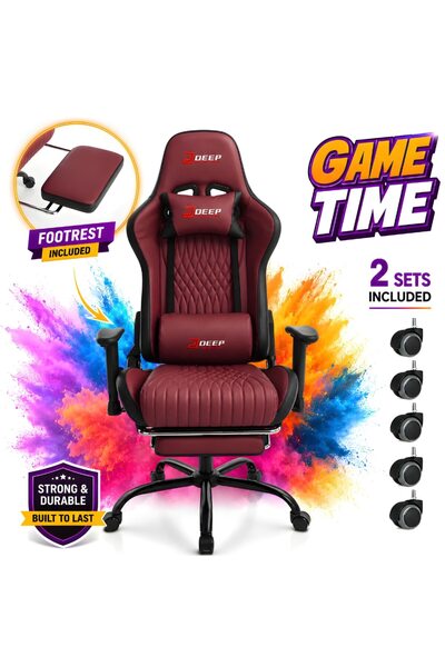 kd home Scaun Gaming Ergonomic Deep Titan, Piele Ecologica, Spatar Rabatabil ...