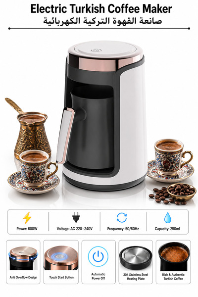 Baytix HOME Electric Turkish Coffee Maker 600W 250ml – Touch Control Coffee M...