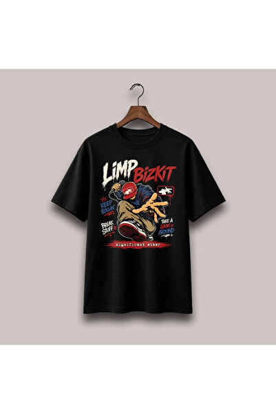 Grafftee Clothing تي شيرت كبير الحجم مطبوع عليه Limp Bizkit للجنسين