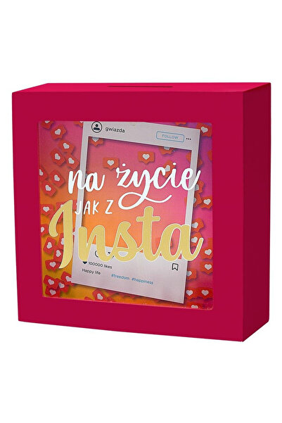 KUKARTKA Pusculita SKARBBOXY "Viata ca pe Insta" 16x16x5 cm MDF