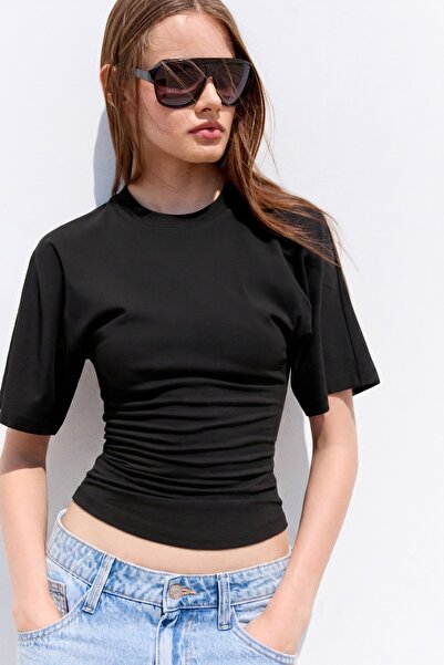 Bershka Kısa kollu korse tişört