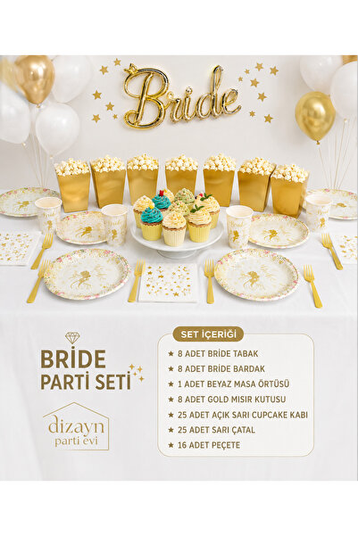 Dizayn Parti Evi Bride Parti Seti 8 Kişilik – Bekarlığa Veda Sofra Seti | 8 T...