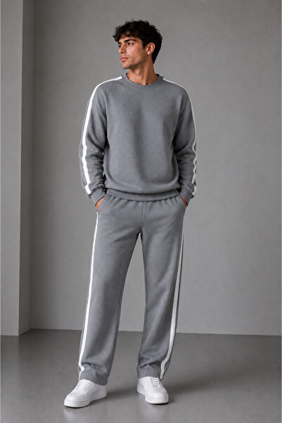 By Layina Men's Circular Neck Striped Track Suit