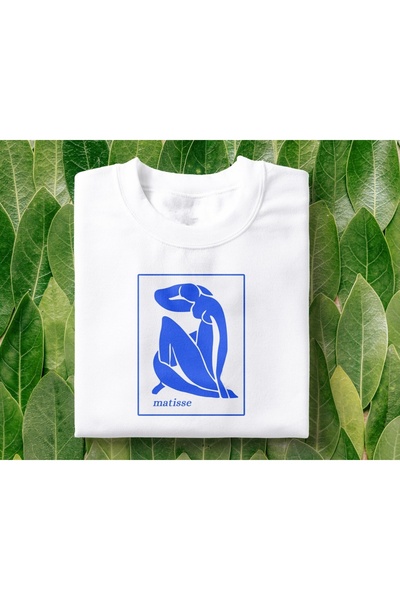 Grafftee Clothing Μπλουζάκι Ματίς μπλε με διάτρητο σχέδιο και στάμπα, unisex,...