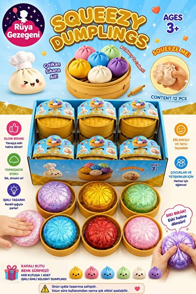 Rüya Gezegeni Dumping Squishy Sürpriz Renkli Simli Çin Mantısı - Rainbow Myst...