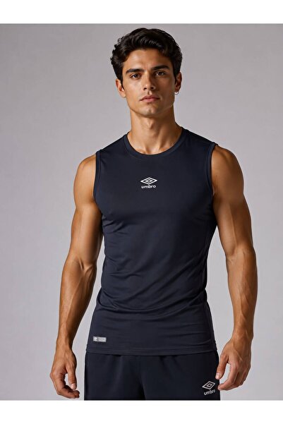 UMBRO Dry Top Men's Navy Blue Sports Athlete Zero Sleeve T-Shirt Tf0059