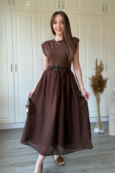 Dilay Gökoğlu Butik Δερμάτινο φόρεμα μίντι με ζώνη και επένδυση