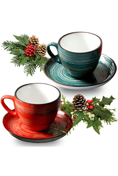 WILMAX ENGLAND Set 2 cești cafea porțelan Colorboom, 110 ml, Roșu/Verde, Wilmax