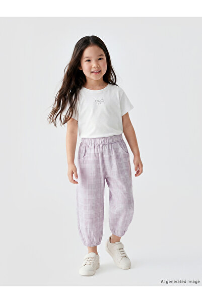 LC Waikiki Peak New Season Girls' Checkered Pants with Elastic Waist