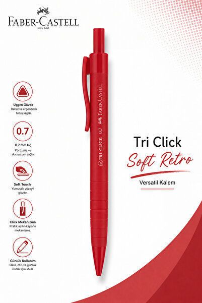 DANACI KIRTASİYE Faber-Castell Tri Click Soft Retro Versatik Kalem 0,7 Kırmızı