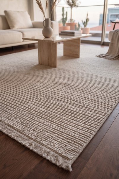 Anatolian Carpet Store Sisal Dokuma Hav Vermez, Leke Tutmaz, Robot Süpürgeye Uygun Modern Krem Halı
