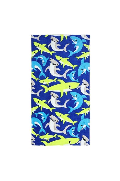 OEM Prosop de plajă cu rechini, din bumbac, multicolor, 80 x 150 cm, 380 g/mp