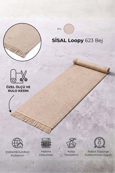Anatolian Carpet Store Sisal Dokuma Hav Vermez, Leke Tutmaz, Robot Süpürgeye Uygun Modern Bej Halı