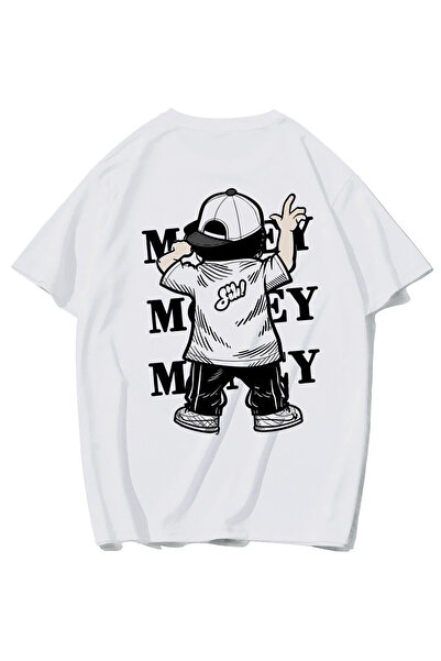 BRZ COLLECTION Unisex Oversize Money Money Money T-Shirt (White)