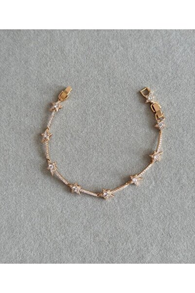 Haziran Accessory, Steel & Xuping Bracelet with Flower-Like Star-Shaped Stones