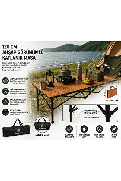HUFlex 120x55x50 cm Katlanır Kamp ve Piknik Masası | Hafif, Dayanıklı, Taşına...