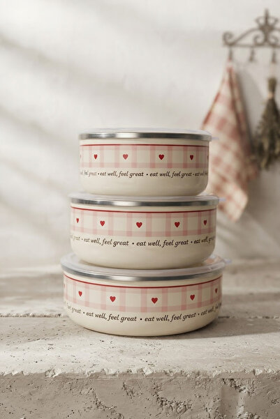 NESS HOME 550 ml 800 ml 1,4 LT (14,16,18 cm) 3'lü 3 Boy Cutie Sızdırmaz Kase ...