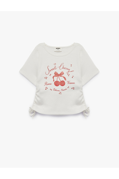 Koton Tricou din bumbac cu mânecă scurtă și decolteu rotund, cu imprimeu cire...