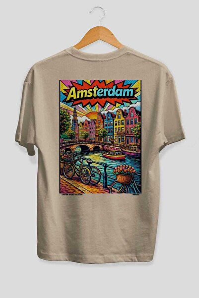 Ankhises Amsterdam Netherlands Beige Oversize Country City Back Printed Unise...