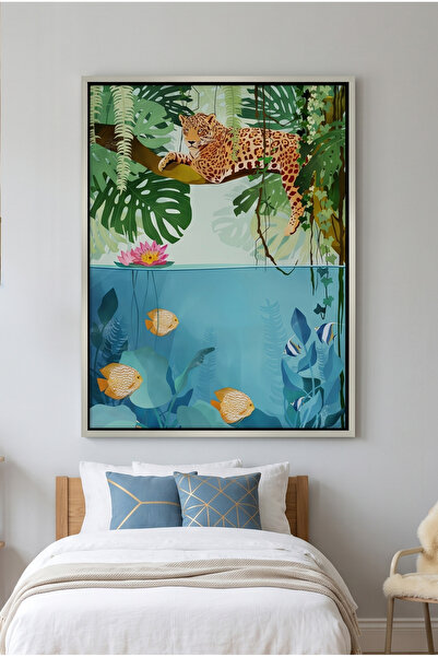 Jasmine Art Tropical Wildlife Above and Below Kids Wall Art | Portrait Framed...