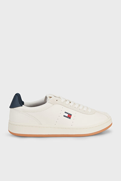 Tommy Hilfiger % 100 Deri Logolu Sneaker Ayakkabı Erkek AYAKKABI EM0EM01687 0K8