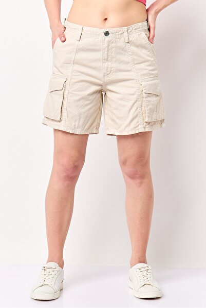 Don't Call Me Jennyfer Women Solid Cargo Shorts, Beige