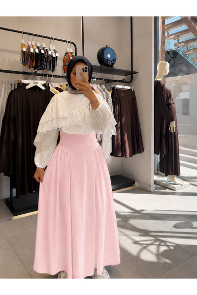 silanbutikco Poplin cotton Pileli etek