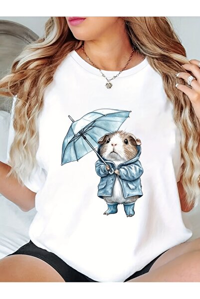 212Wear Women'S Cute Guinea Pig Graphic T-Shirt, Short Sleeve Crew Neck, cott...