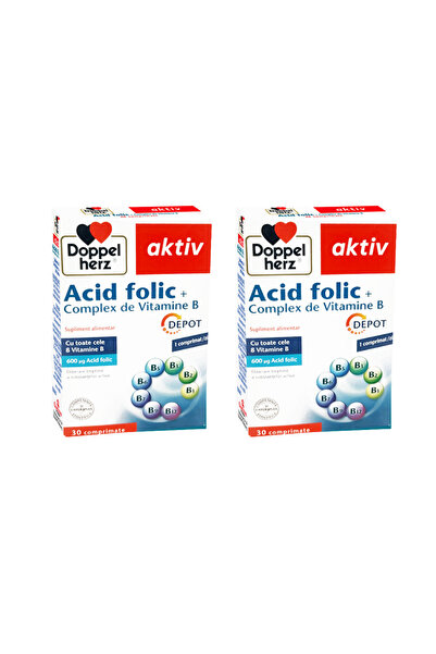 doppel herz Pachet Acid Folic + Complex Vitamina B Depot Aktiv 30tb + 30tb