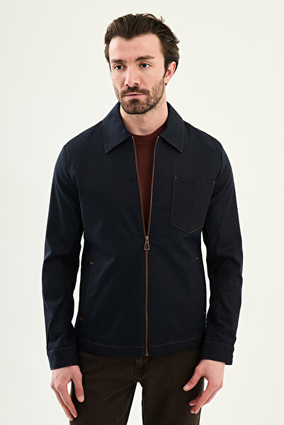 Mcr Straight Slim Fit Shirt with Collar and Zipper, Punto Stitched Men's Coat...
