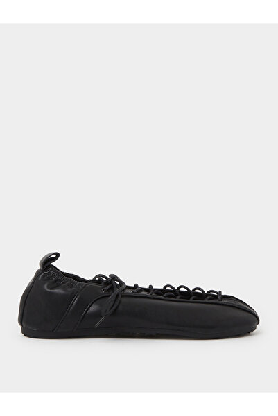 Styli Black Plain Lace-Up Shoes