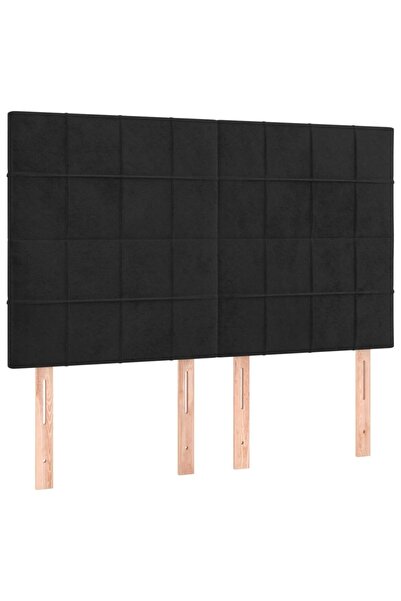 vidaxl Tăblie de pat neagră 144x5x118/128 cm catifea
