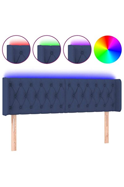 vidaxl Tăblie de pat cu LED, albastru, 147x16x78/88 cm, textil