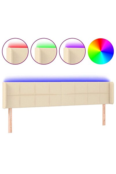 vidaxl Tăblie de pat cu LED, crem, 163x16x78/88 cm, textil