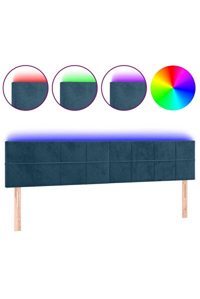vidaxl Tăblie de pat cu LED, albastru închis, 180x5x78/88 cm, catifea