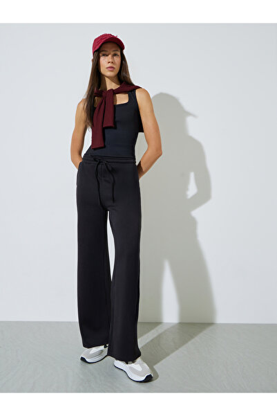 Styli Black Wide Leg Drawstring Joggers
